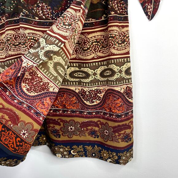 Vintage 90s Express Silk Wrap Skirt Floral Western Bohemian High Waist 7 26 - Picture 5 of 10